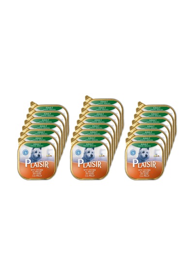 Plaisir Tavuk Etli Pate Konserve Yetişkin Köpek Maması 22 x 150 G