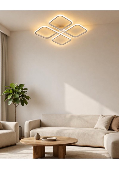 Novem Büyük Plafonyer Modern Ledli Avize 3 Renk Power Ledli Beyaz Kumandalı Yatak Odası Salon Mutfak