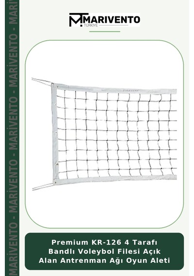 Premium Kr-126 4 Tarafı Bandlı Voleybol Filesi Açık Alan Antrenman Ağı Oyun Aleti