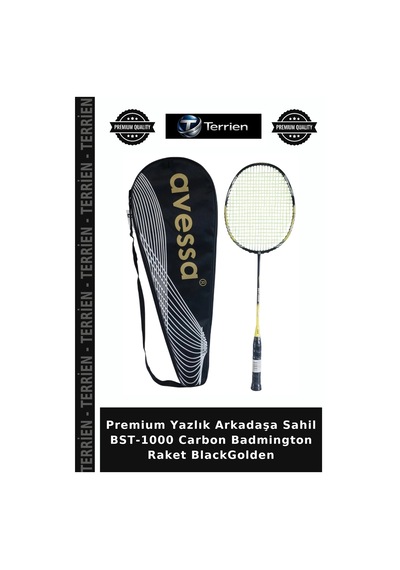Premium Yazlık Arkadaşa Sahil Bst-1000 Carbon Badmington Raket Blackgolden