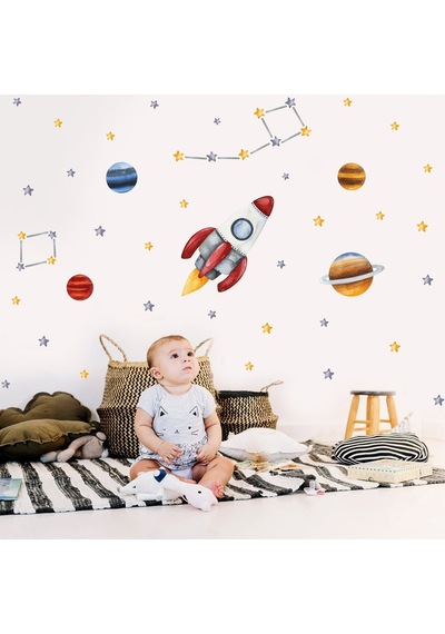 Artikel Gezegenler ve Yıldızlar Uzay Temalı Çocuk Odası Duvar Sticker 50 x 70 Cm