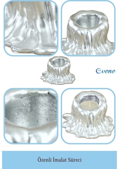 Mumluk Şamdan Tealight Mum Uyumlu Küçük Erimiş Mum Model - Gümüş