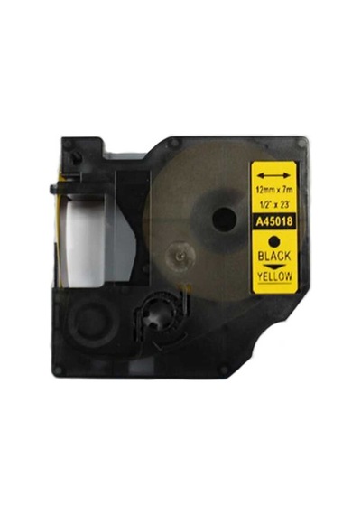 Dymo 45018 Uyumlu Sarı-siyah D1 Yedek Şerit 12mm X 7m