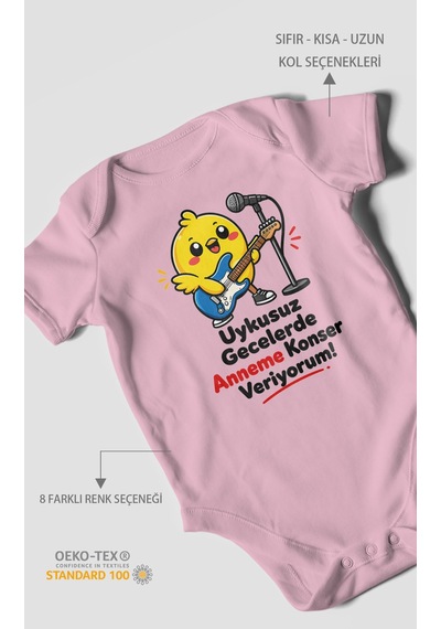 Morivokids Anneye Özel Kısa Kollu Bebek Body %100 Pamuk Zbn226-kk Koyu Pembe