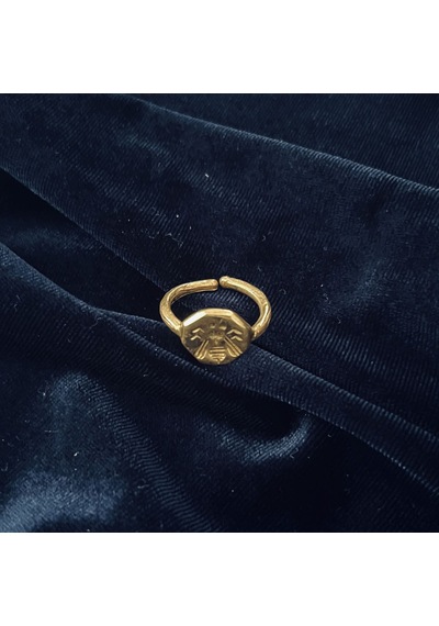 Arı Temalı Ayarlanabilir Bronz Kadın Yüzük Gold Altın
