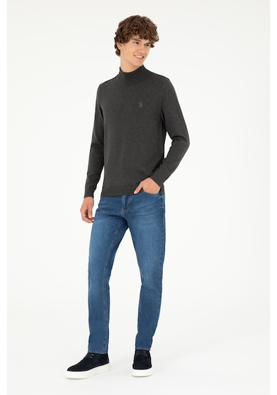 U.S. Polo Assn. Erkek Slim Fit Yarım Boğazlı Antrasit Melanj Basic Kazak 50293499-VR081 U.S. Polo Assn. Erkek Slim Fit Yarım Boğazlı Antrasit Melanj Basic Kazak 50293499-VR081
