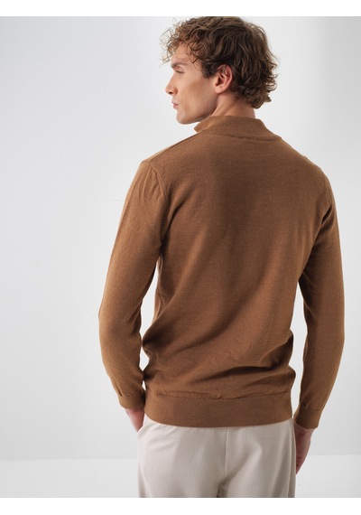 Xint Camel Doğal Yün Dokulu Regular Fit Kazak 801828