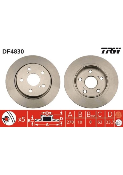 Fren Dıskı Arka Duz 270-5 - Toyota Corolla / Aurıs 1.4 D4d 07// Corolla 13/ 1.4 D4d/aurıs 12/ 1.4 D4d 4243102170
