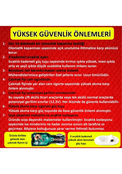 Yoldaş Isıtmalı Oto Koltuk Minderi, 15 Saniyede Hızlı Isıtma