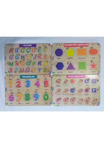 Ahşap 4lü Set Puzzle-eğitici Oyuncak