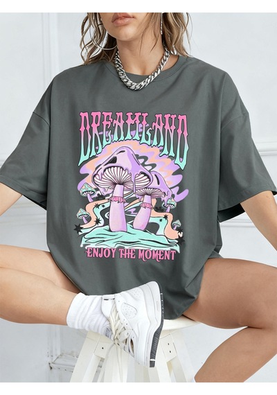 Noıssey Urban Pop Graphic Kadın Tişört Koleksiyonukod 5580 Füme