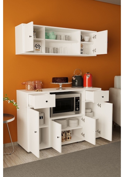Kahve Köşesi Çok Amaçlı Dolap Mikrodalga Set Altı Mutfak Dolabı Beyaz / Beyaz