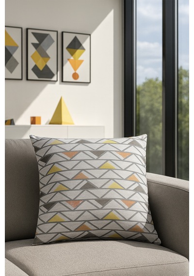 Desenli Elyaflı Minder Gri 45x45 Gri