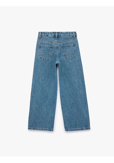 Koton Parıltılı Taş Detaylı İndigo Kız Çocuk Jean Pantolon 7wkg40011ad