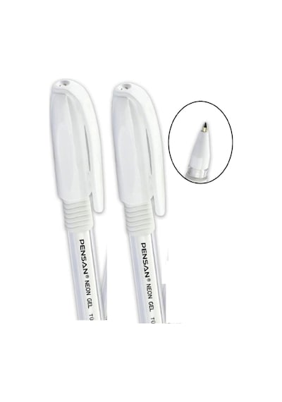 Ayrex Pensan Beyaz Neon Tükenmez Kalem Jel 1.0 Mm 2 Adet Genel