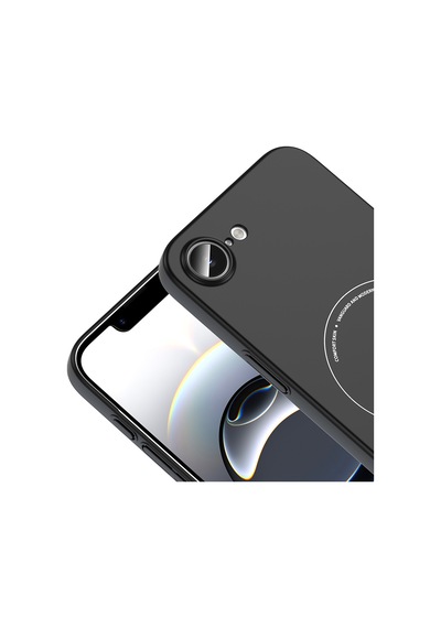 Apple iPhone Uyumlu 17e Kılıf M-safe Şarj Özellikli Kamera Korumalı Elio Sert Pc Kılıf Siyah