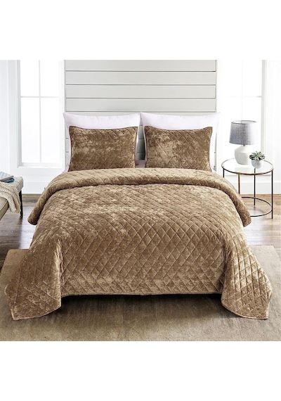 Evlen Home Kapitone Kadife Yatak Örtüsü Seti Tek Kişilik Supersoft Yumuşak Elyaf Dolgulu 2 Parça