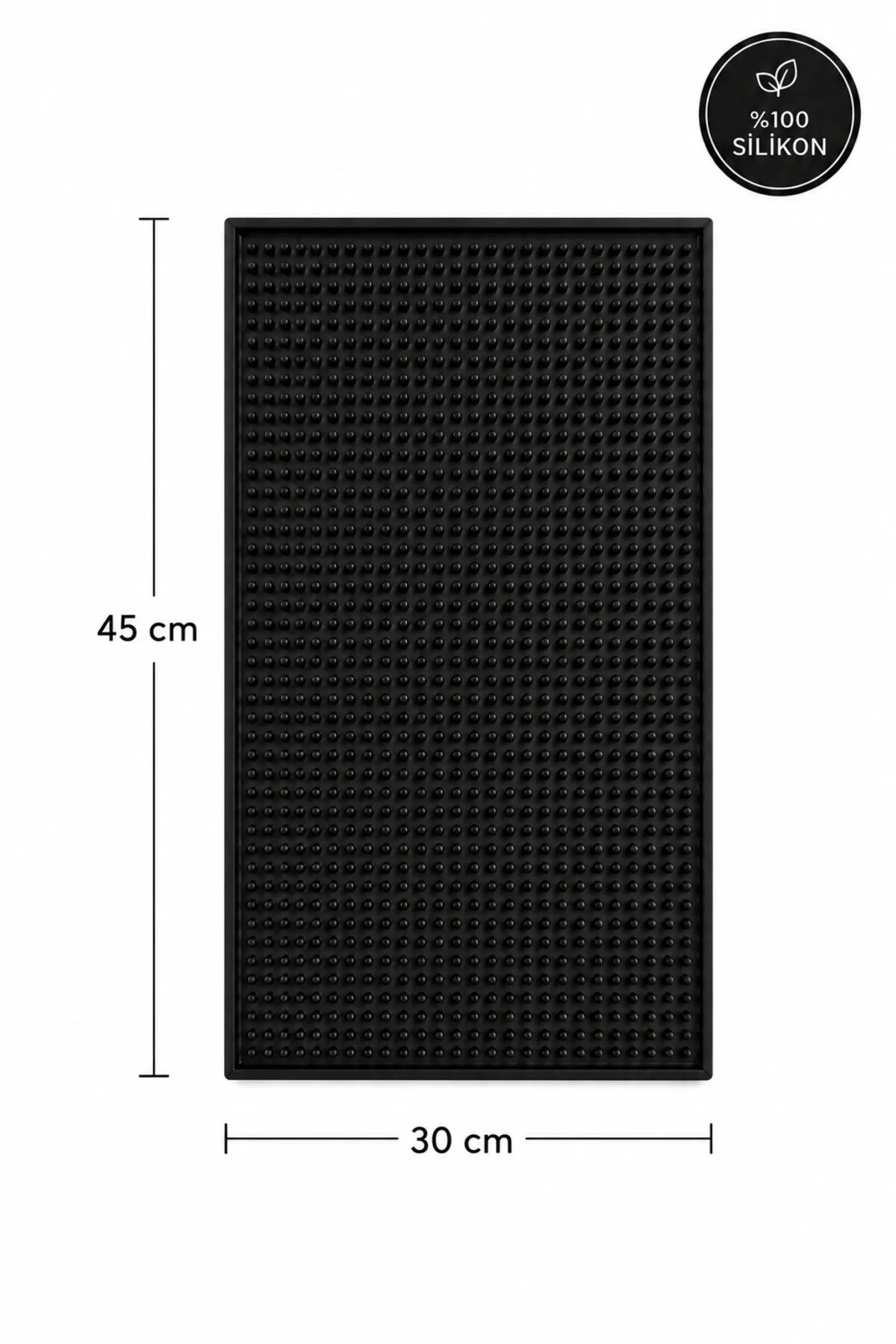 Bar Mat 45x30 %100 Silikon Kaymaz Tezgah Koruyucu Mutfak / Bar Siyah