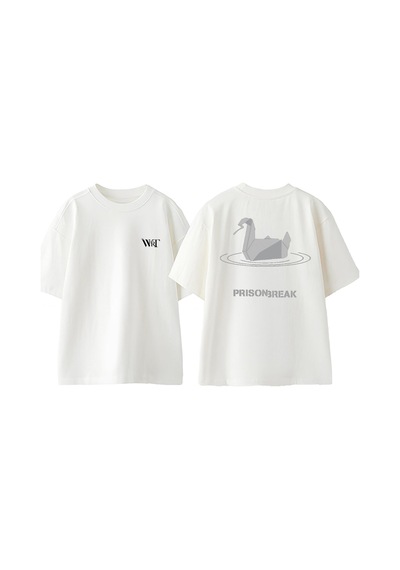 Thewert Prıson Break 10 Tasarım Sırt Baskılı Pamuk Beyaz Oversize T-shirt