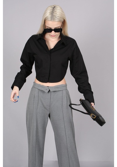 Madmext Mad Girls Siyah Kısa Gömlek Mg1382-siyah Siyah