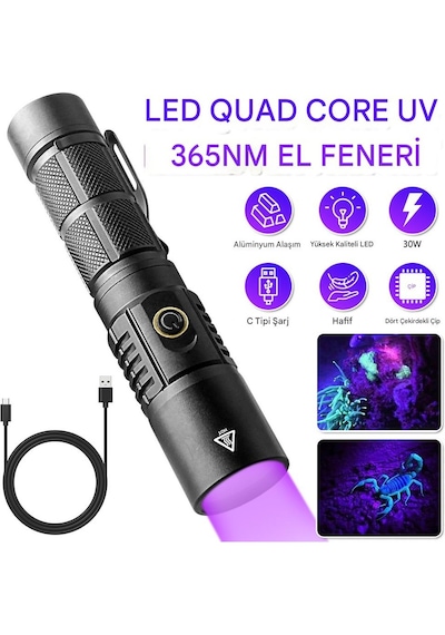 30w 365nm Profesyonel Güçlü Mor Uv Işık Para Kontrol Feneri Uv La