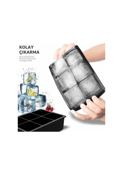 Silikon Kapaklı Xl Büyük Boy 6'lı Küp Buz Kalıbı Diğer