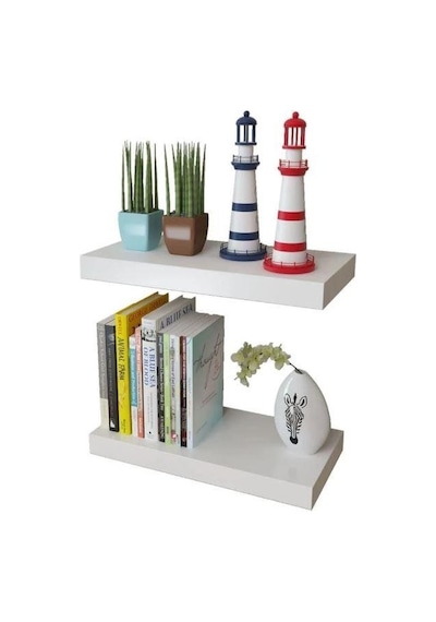 T.concept Dekoratif, Dikdörtgen Duvar Raf Beyaz 40 X 24 X 4 Cm