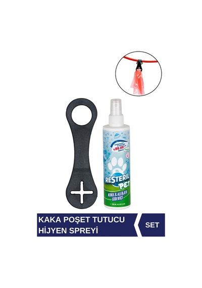 Restil Köpek Kaka Poşeti Tutucu Aparat + Parfümsüz Koku Alerjen Giderici Mama Kabı Temizleyici Sprey 200ml