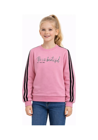 Kız Çocuk Kol Şeritli Sweatshirt Bgl-st05269 Pembe