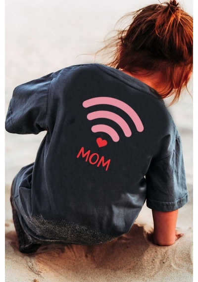 Monila Yeni Sezon Kız Çocuk Sırt Baskılı Pamuklu T-shirt Antrasit