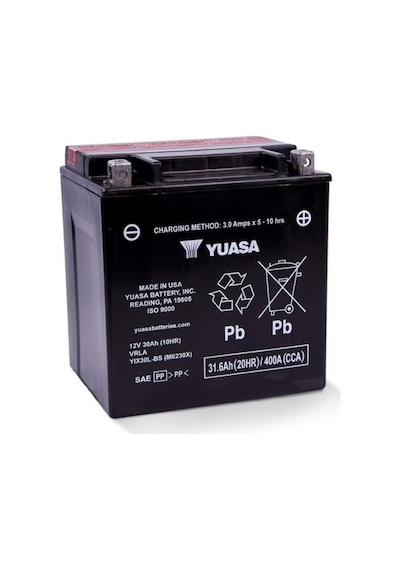 Yuasa 12v 30 Ah/31.6 Ah Motosiklet Aküsü 400 A En 166 126 175 Yıx30l-bs