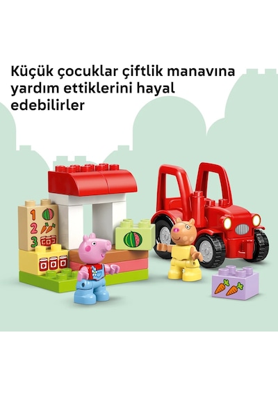 LEGO® DUPLO® Peppa Pig Traktör ve Pazar 10468 - 2 Yaş ve Üzeri Çocuklar için Figür İçeren Eğitici Oyuncak Yapım Seti (18 parça)