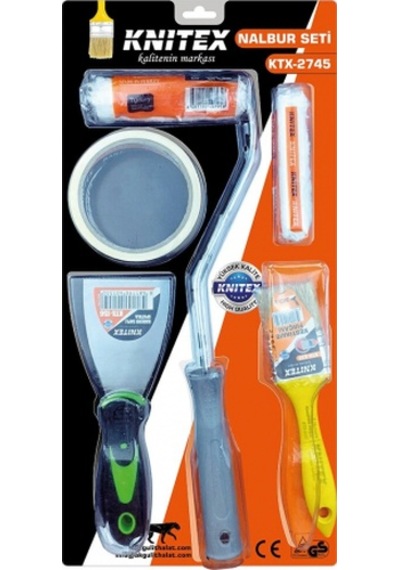 5pcs Boyacı - Nalbur Set Spatula - Kestirme Fırça - Yedek Rulo - Bant - 10cm Fırça 5324