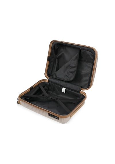 Ground Dikey Çizgili 3'lü Set Valiz 10728 Kemik
