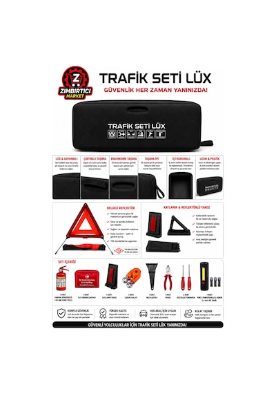 Lüx Trafik Seti Ve İlk Yardım Çantası Lastik Tamir Kiti li