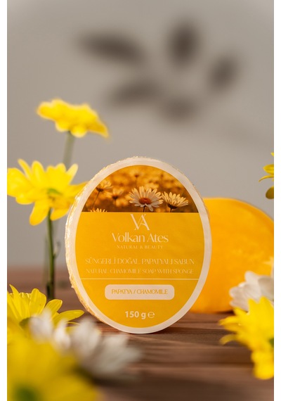 Volkan Ates Natural & Beauty Papatya Yağlı Süngerli Doğal Sabun 150 Gr