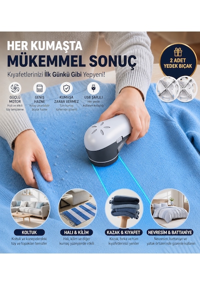 Şarjlı Tüy Toplama Makinesi 1200mah Usb Şarjlı Kumaş Tiftik Temizleyici Kazak Koltuk Battaniye İçin Gri