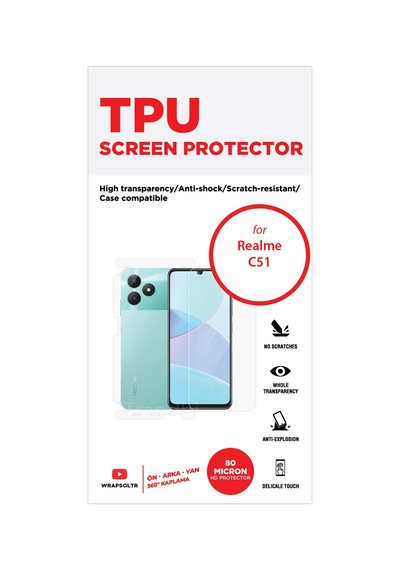 Realme C51 Ön Arka Yan Tam Kaplama 360 Derece Full Body Tpu Film