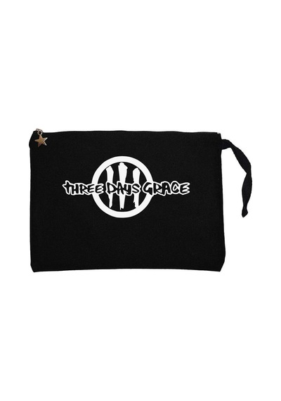 Three Days Grace Logo Siyah Clutch Astarlı Cüzdan / El Çantası