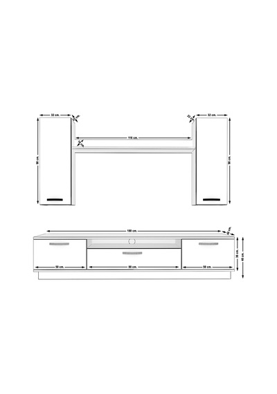 Decoraktiv Trendstyle 5d Slm Tv Ünitesi Tv Sehpası Beyaz