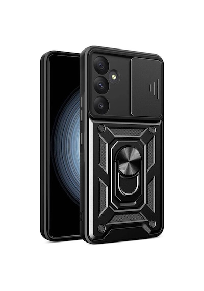 Fibaks Galaxy A35 Uyumlu Kılıf Kamera Korumalı Sürgülü Yüzüklü Armor Military Tank Koruyucu Kapak