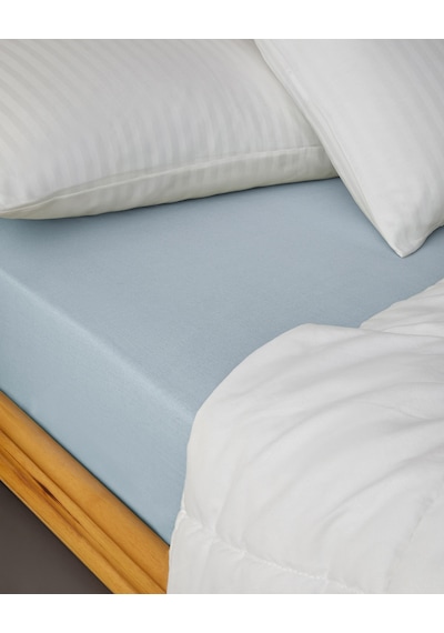 English Home Novella Premium Soft Cotton Tek Kişilik Plus Lastikli Çarşaf 120x200 Cm Açık Mavi Açık Mavi