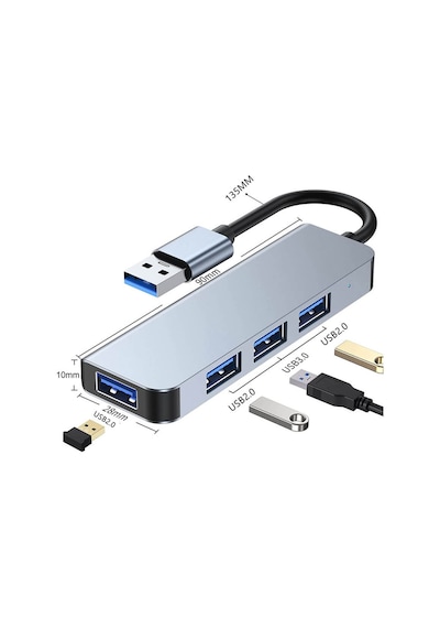Wozlo AD-067 4 Port Usb 3.0 Çoğaltıcı Çoklayıcı Hub Switch Adaptör - Yüksek Hız 5 Gbps