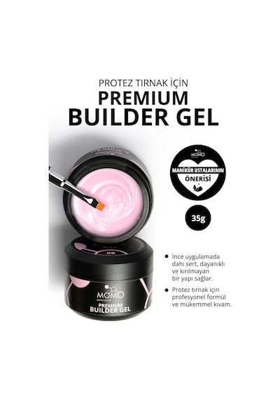 Momo Professional Premium Builder Gel Protez Tırnak Jeli No.06 Pembe 35 gr