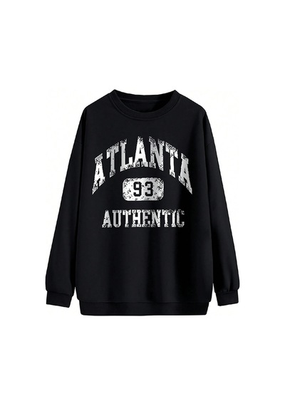 Startmore Coke Serisi Letter Graphic Drop Shoulder Pullover Siyah