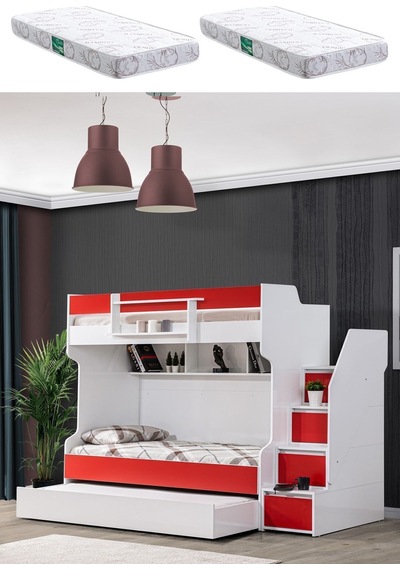 Ranza, Cesur Yavrulu Ranza - Kırmızı 2 Adet Comfort Yatak 90 X 190 CM