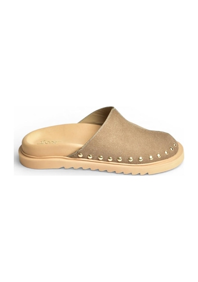 Fox Shoes Y918132902 Bej Süet Önü Kapalı Sabo Terlik