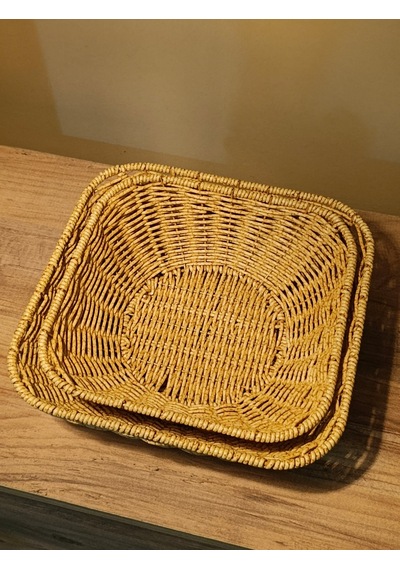 2'li Hasır Rattan Yuvarlak Sunumluk / Meyve Sepeti / Ekmeklik Diğer