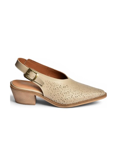 Fox Shoes Y654300403 Vizon Hakiki Deri Kalın Topuklu Kadın Ayakkabı