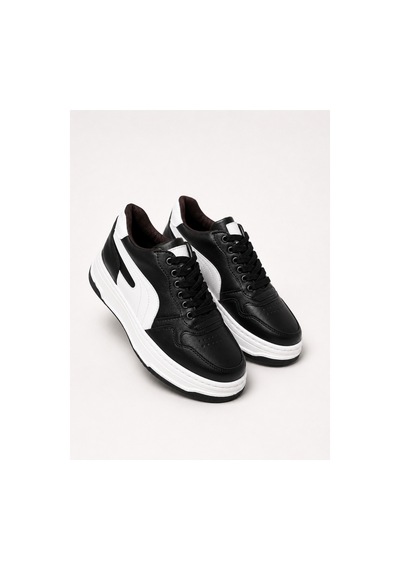 Yalçın Erkek Siyah Beyaz Sneaker Kalın Taban Ortopedik Günlük Spor Ayakkabı Siyah - 880226965 Siyah
